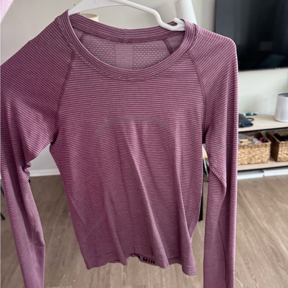 lululemon athletica Long-Sleeve Striped Performance Top - Mauve